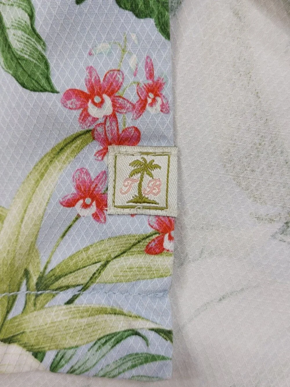 Tommy Bahama 100% Silk Hawaiian Shirt Mens 2XB, Blue Floral Tiki Aloha, 2XL Big